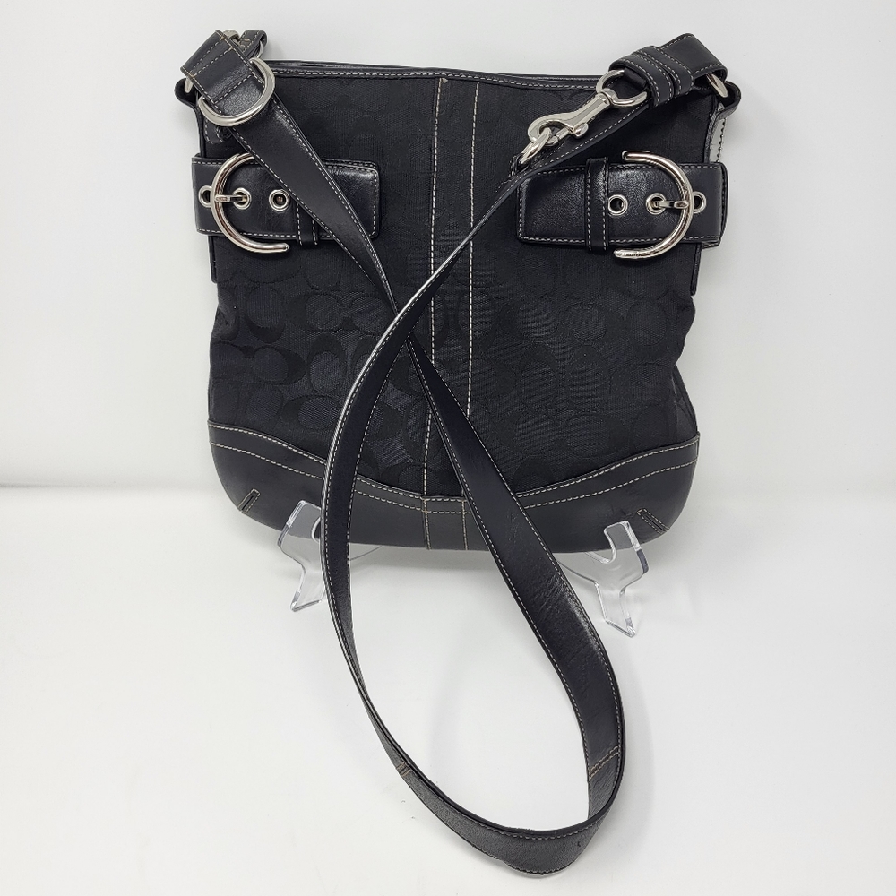 Coach Signature3574 Women's Crossbody Shoulder Canvas Genuine Leather Bl…